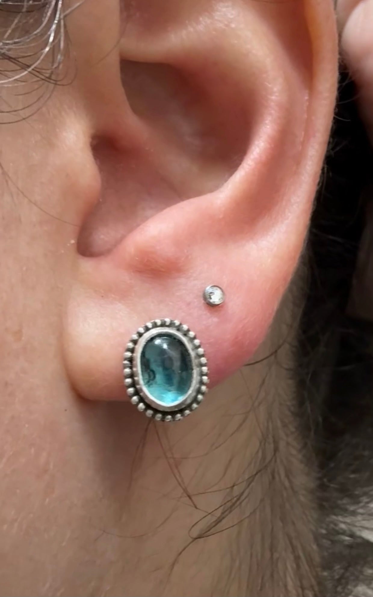 Blue kyanite beaded earrings