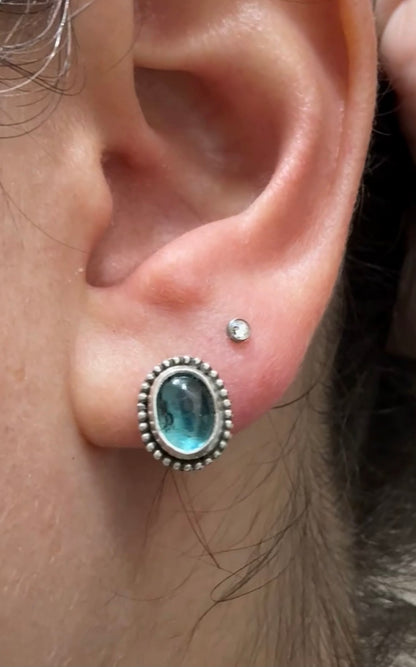 Blue kyanite beaded earrings